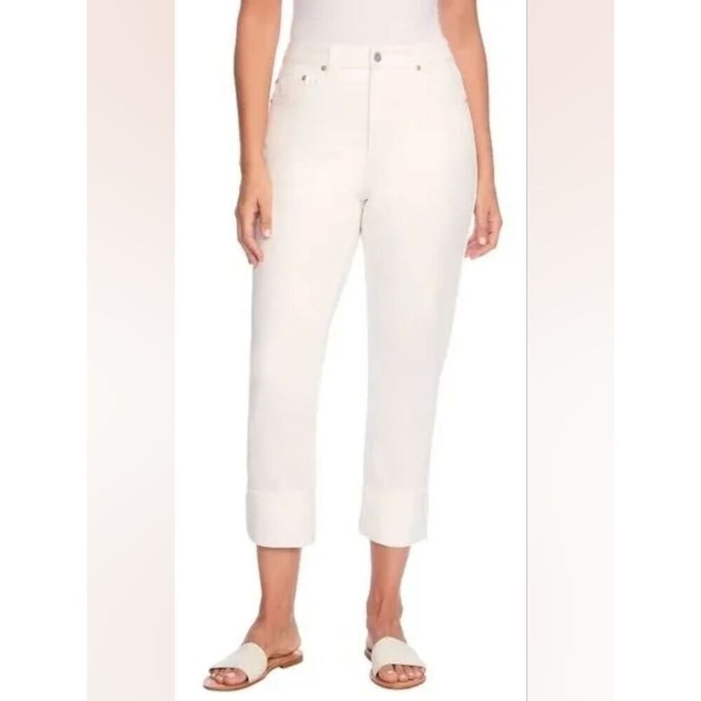 Frye Off White Cuffed Cropped High Rise Jeans Size 6/28